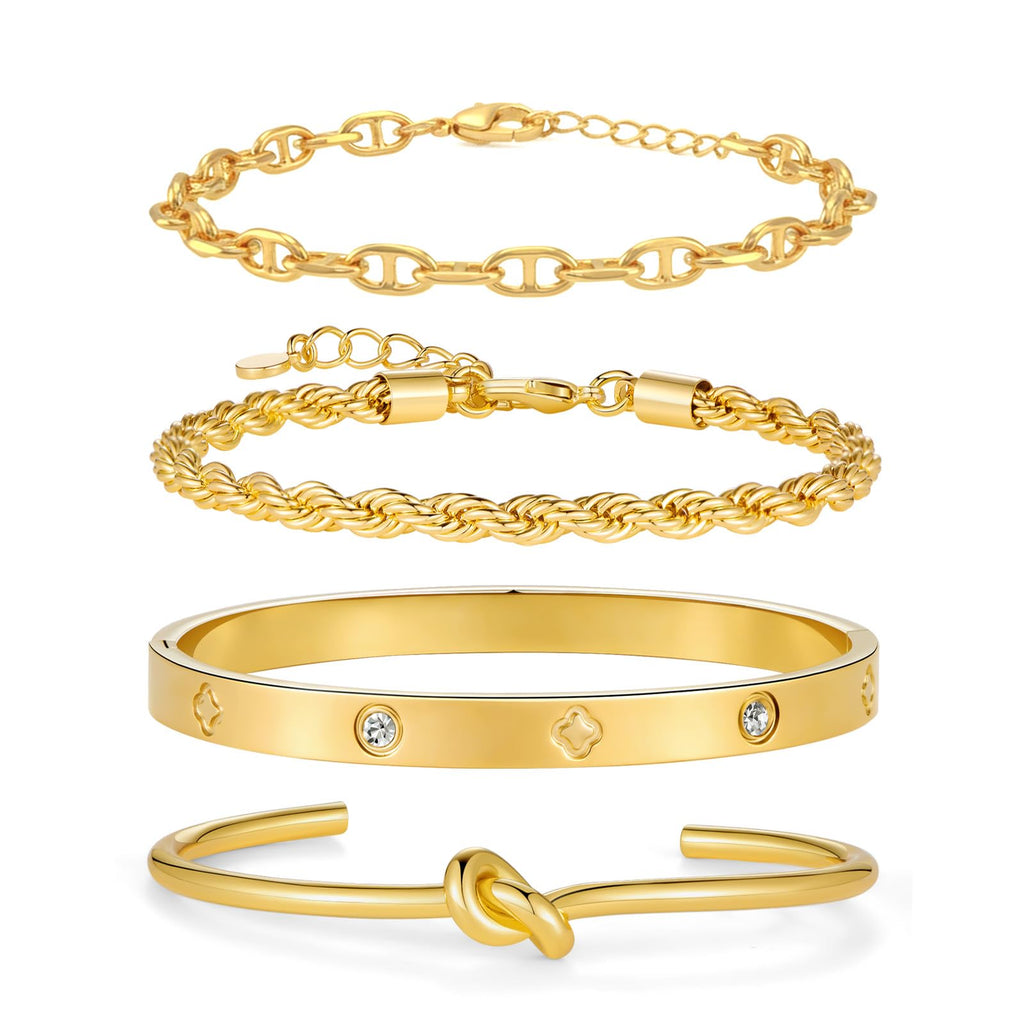 Gold Plated Bangle Set for Women Chain Bracelets