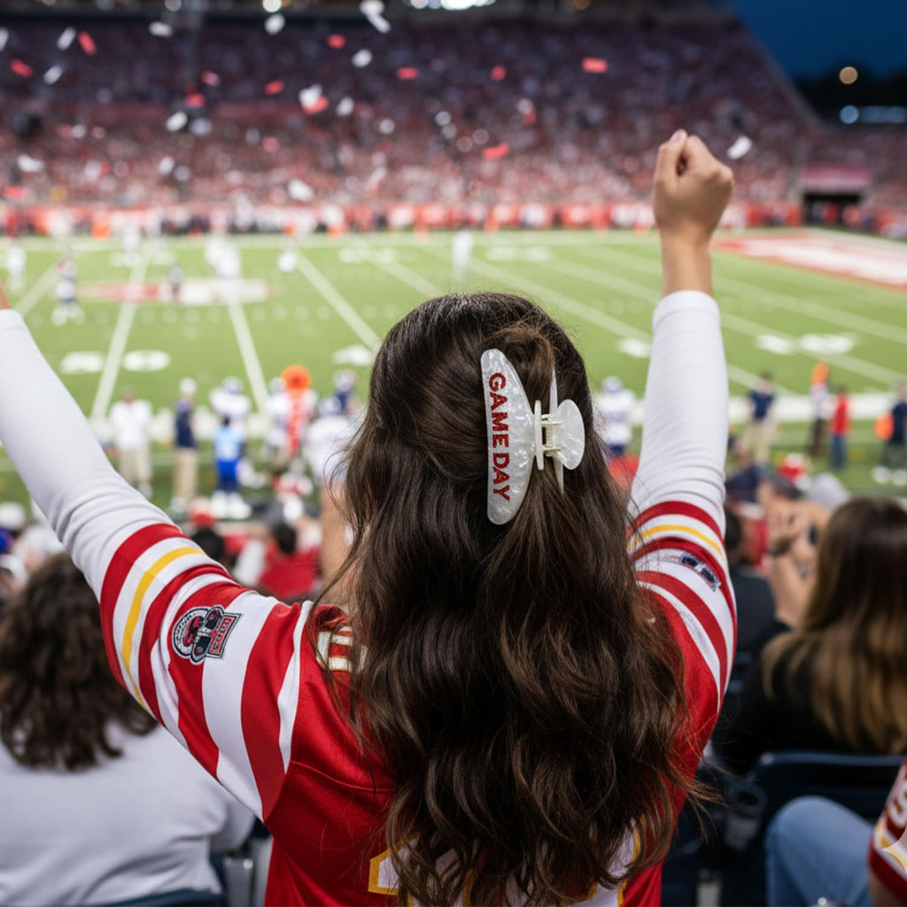 Game Day Football Hair Clips for Women Trendy Red White – view 4
