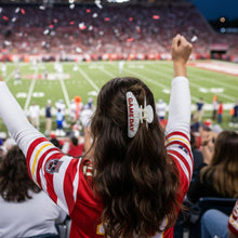 Load image into Gallery viewer, Game Day Football Hair Clips for Women Trendy Red White – view 4