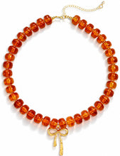 Load image into Gallery viewer, Chunky Beaded Choker — Resin Bow Pendant