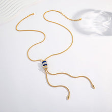 Load image into Gallery viewer, Lariat Y Necklace for Women Long Gold Plated Cord Pendant – view 4