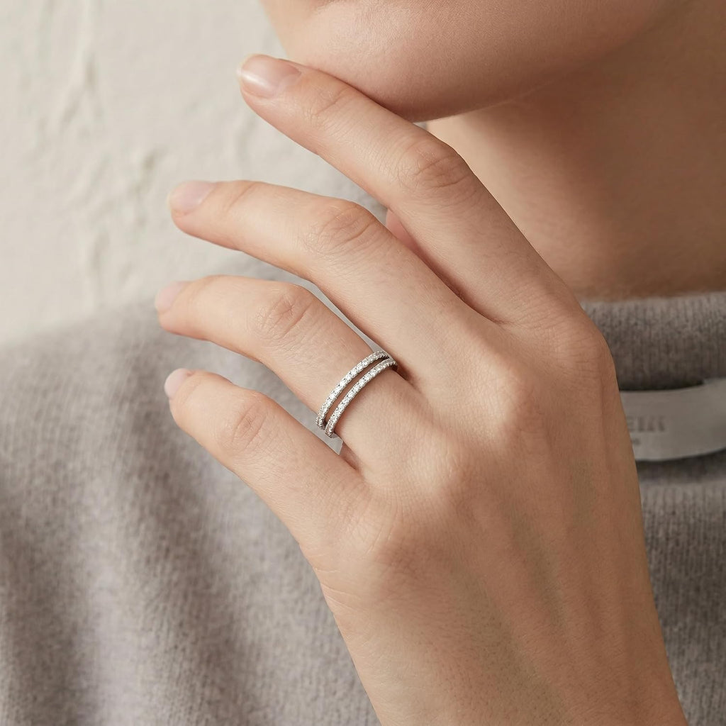 Size 5 Pinky Dainty Pavé Eternity Bands for Women – view 4