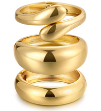 Load image into Gallery viewer, Chunky Gold Bangle Bracelets for Women, Dainty 14k Gold Plated Big Stackable Bangles Set, Trendy Statement Cuff Bracelet Stack Fashion Jewelry Gifts