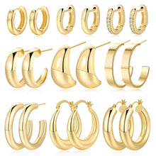 Load image into Gallery viewer, Chunky Gold Hoop Earrings — 30 Pair Multipack, 7 Finishes
