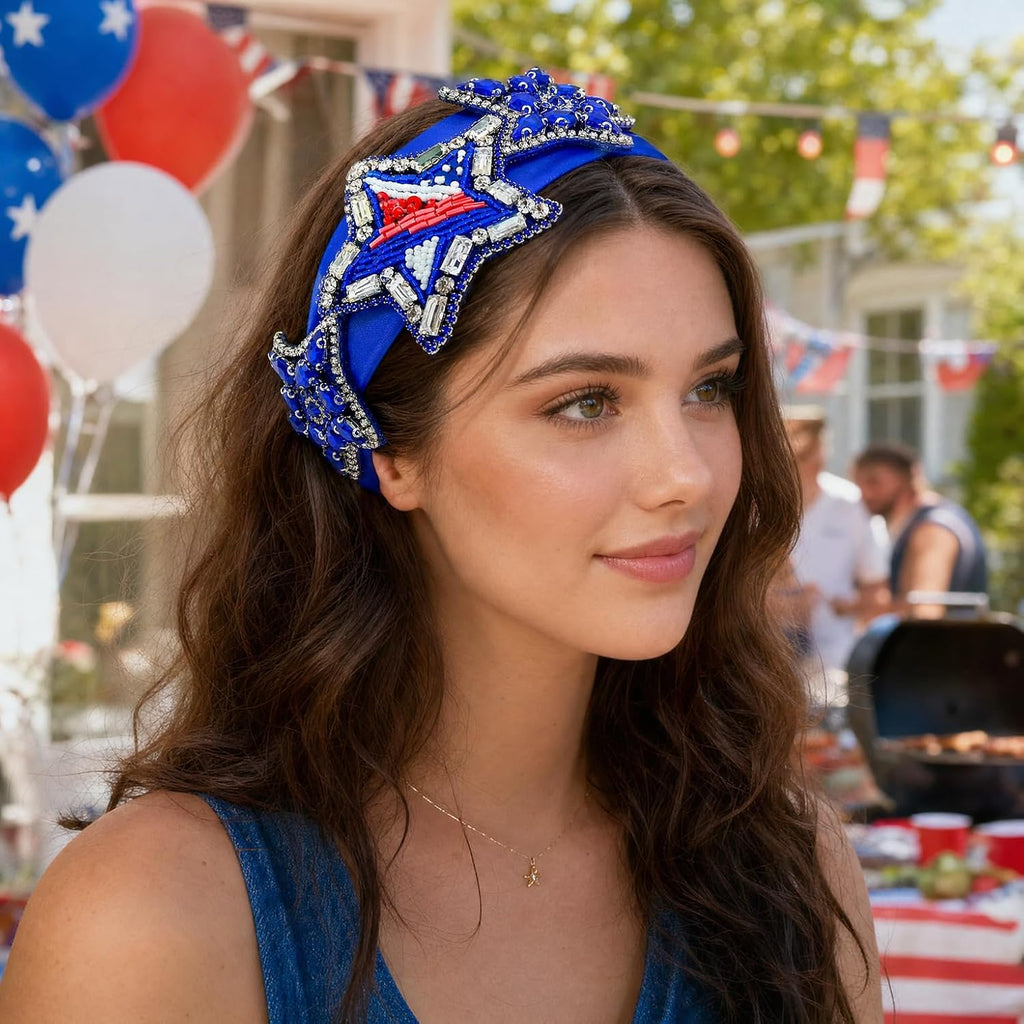 USA Patriotic Star Headband for Women Trendy Sparkling – view 3