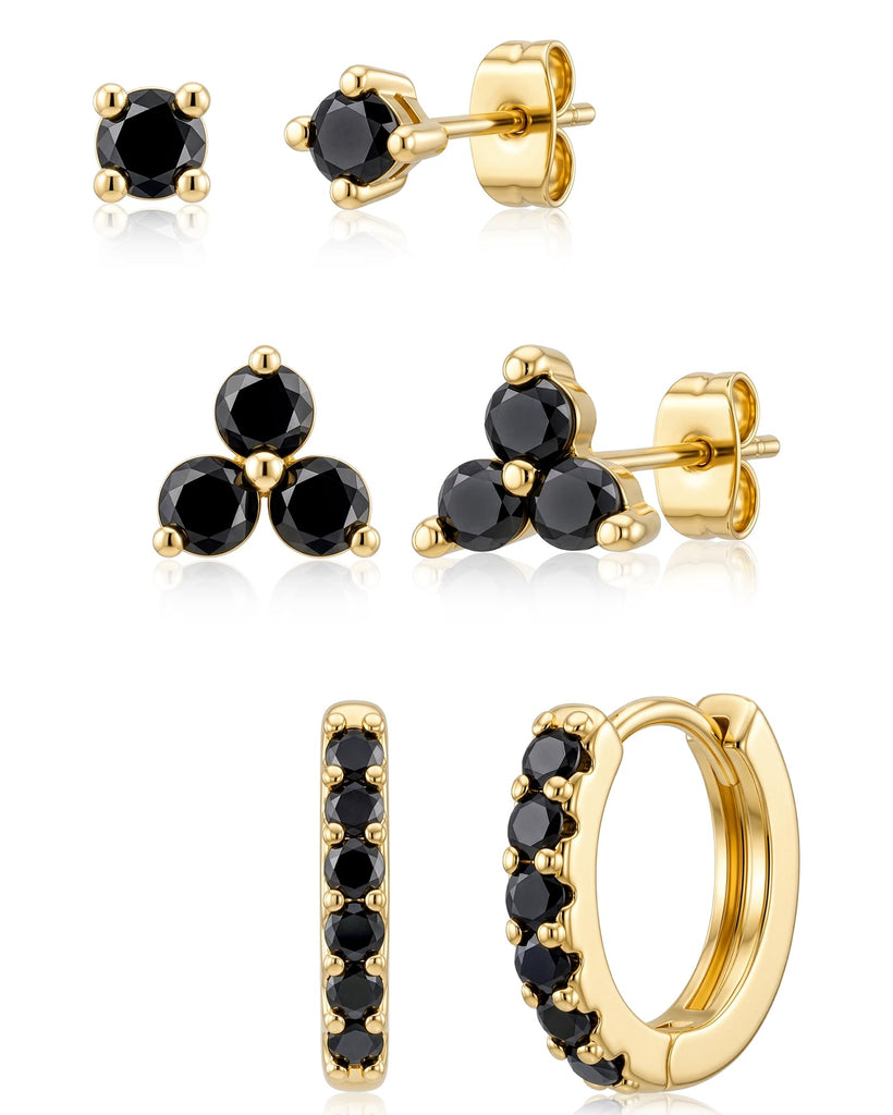Dainty Gold CZ Stud Earrings — 14K Plated, Sterling Silver Post