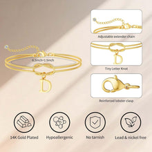 将图片加载到图库查看器，14K Gold Plated Gold Initial Bracelets for Women, Non-Tarnish, Adjustable – view 5