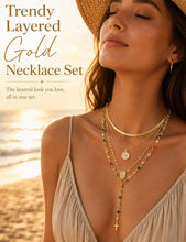 Load image into Gallery viewer, Layered Cross Necklace Set — 4 Pieces, 18K Gold Plated