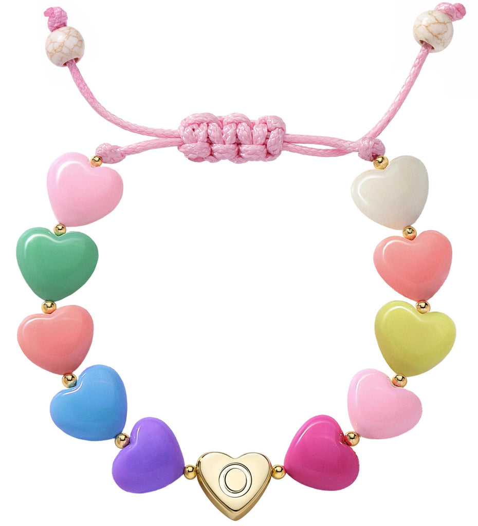 Initial Heart Bracelets for Toddler Girls Kids Women, Cute Preppy Letter A-Z Charm Bracelet for Little Girls Bulk, Colorful