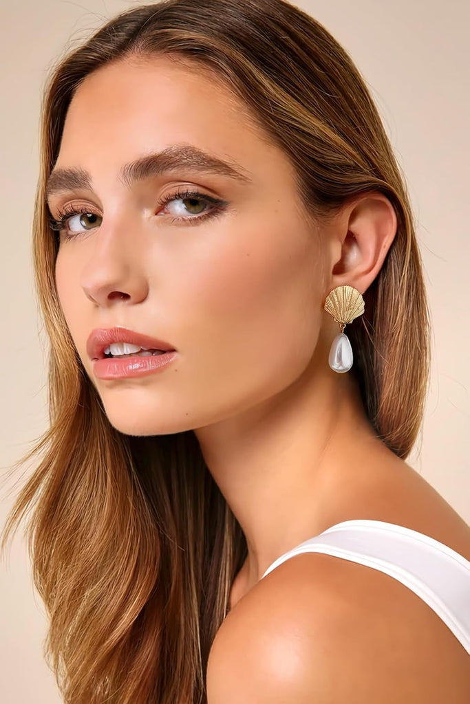 Conch Earrings And Shell Earrings With Pearl – view 5