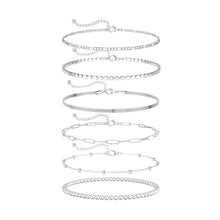 Load image into Gallery viewer, Gold Bracelets Set for Women Waterproof, Non Tarnish 14K Gold Plated Tennis Beaded Figaro Herringbone Paperclip Link Chains,