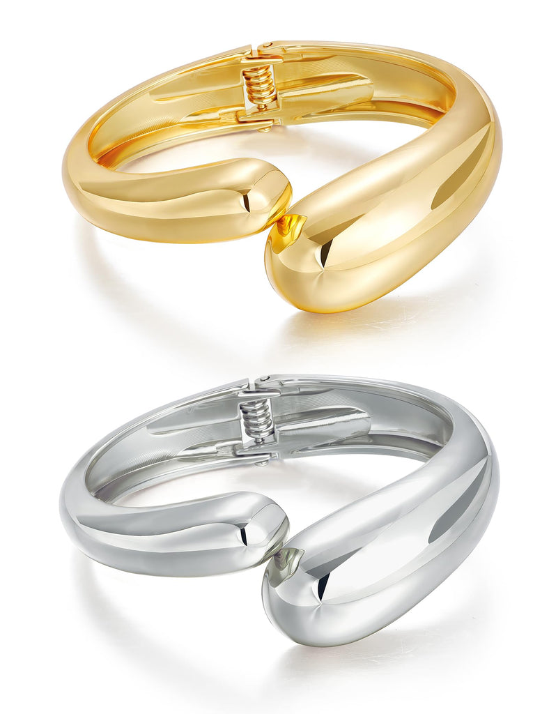 Gold & Silver Cuff Bracelet — 2 Piece Chunky Bangle