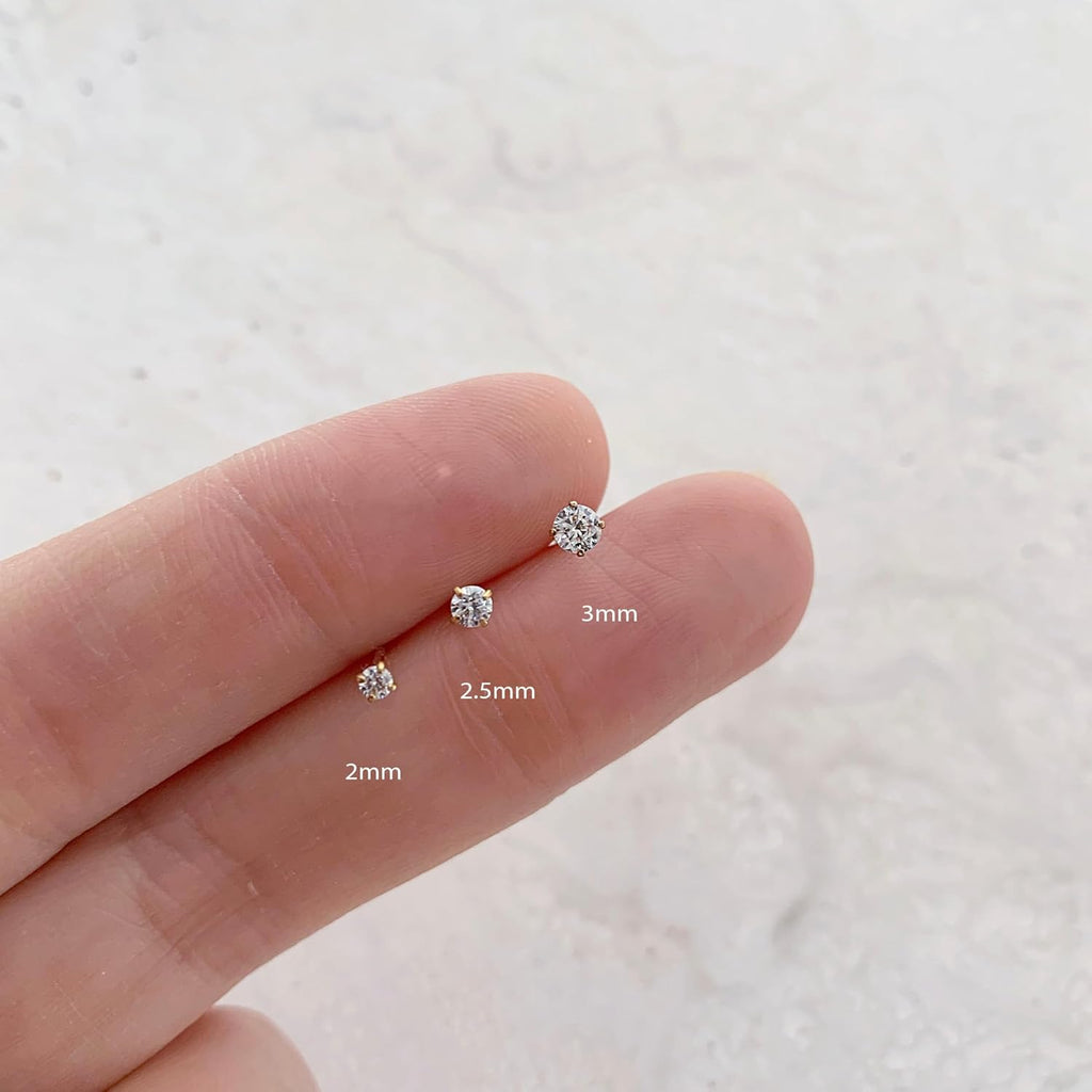 Small Gold Stud Earrings Set for Women Men, Cubic Zirconia Mini Stud Earrings for Women, 14K Gold Plated Tiny