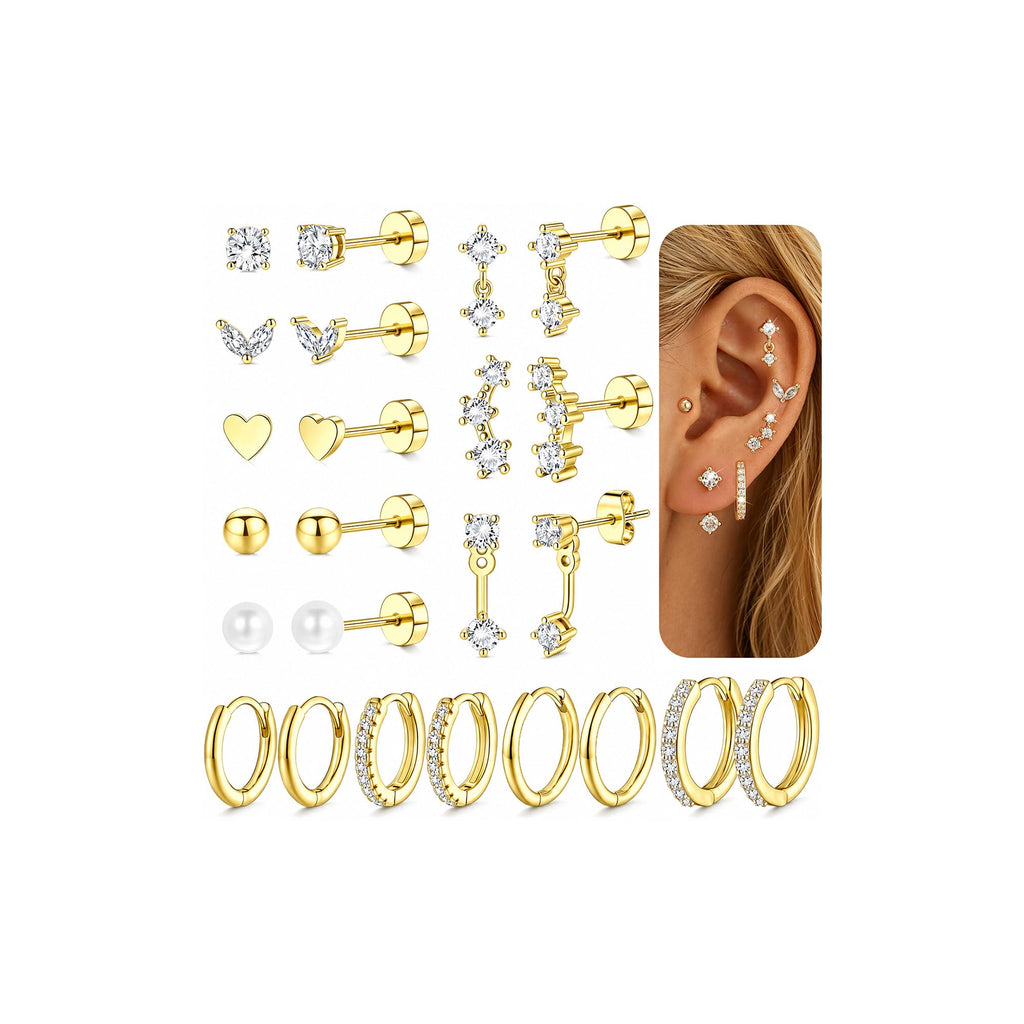 Flat Back Stud Earrings — 316L Stainless, Hypoallergenic