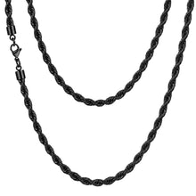 Load image into Gallery viewer, Rope Chain Necklace for Men Women, 316L Stainless Steel Twist Link Chain for Men, Gold Silver Black Tone, Hypoallergenic