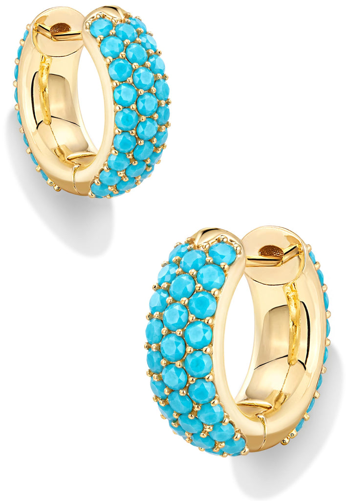 Chunky CZ Hoop Earrings — 14K Gold Plated, Birthstone Accent