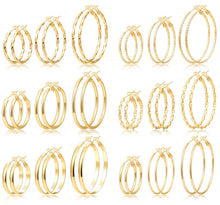 Load image into Gallery viewer, Chunky Gold Hoop Earrings — 42 Pair Multipack, Hypoallergenic