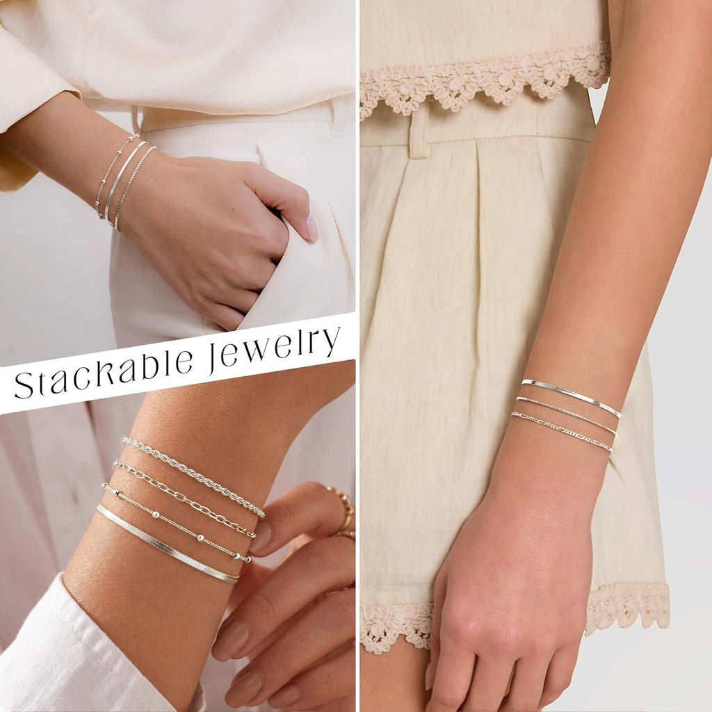 Sterling Silver Plated Bracelets Set for Women – view 4