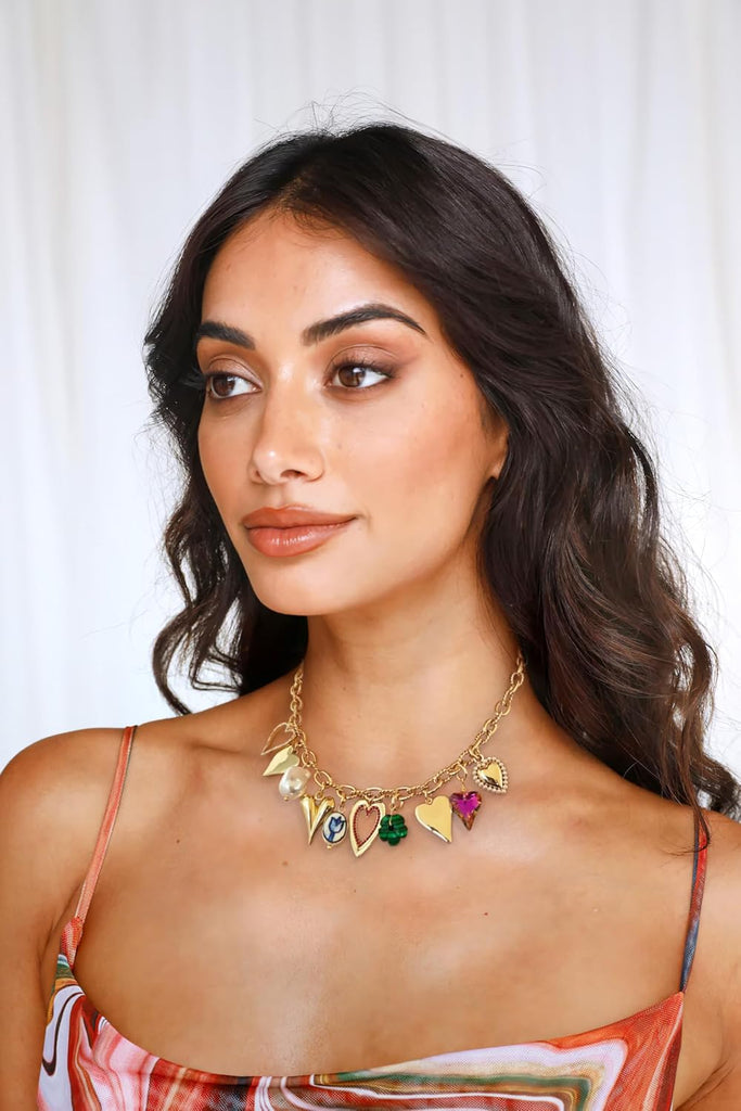 Gold Cross Charms Necklace Trendy Heart Pendant – alternate view