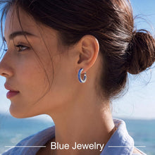 Load image into Gallery viewer, Navy Blue Birthstone Hoop Earrings — September, 25mm