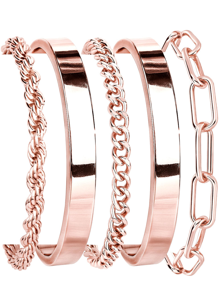 Gold Bracelets Set for Women, 14K Gold Plated, Sterling Silver – view 12