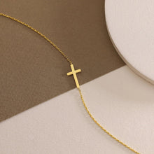 Load image into Gallery viewer, 14K Gold-Plated Cross Bracelets for Women, Dainty Small Cross Link Chains Bracelets, Cute Tiny Bracelet Christian Religious Faith Jewelry Gifts
