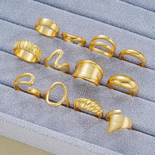 Load image into Gallery viewer, 12-Piece Gold Stackable Ring Set — Open Knuckle, 18K