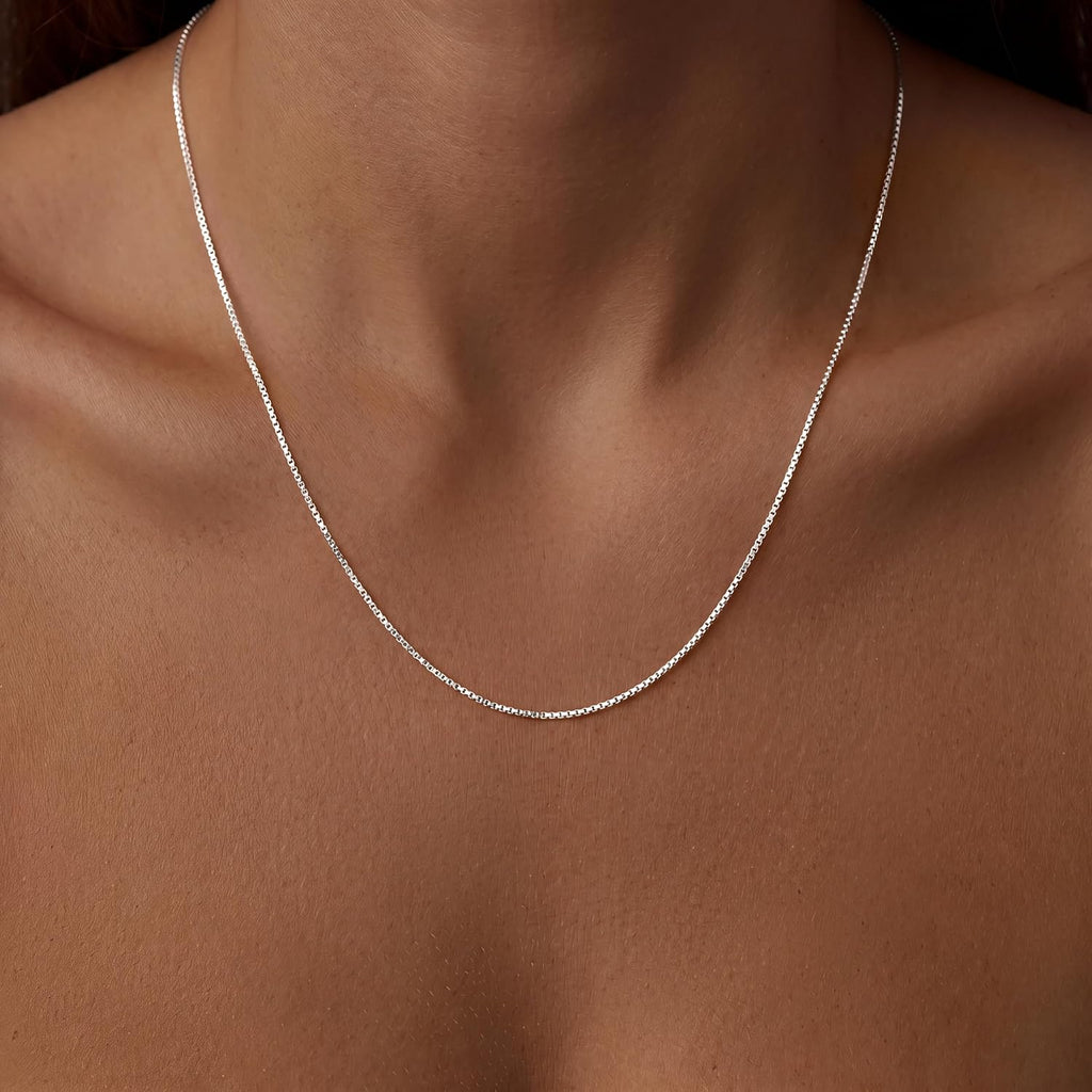 S925 Sterling Silver Box Chain Necklace – alternate view