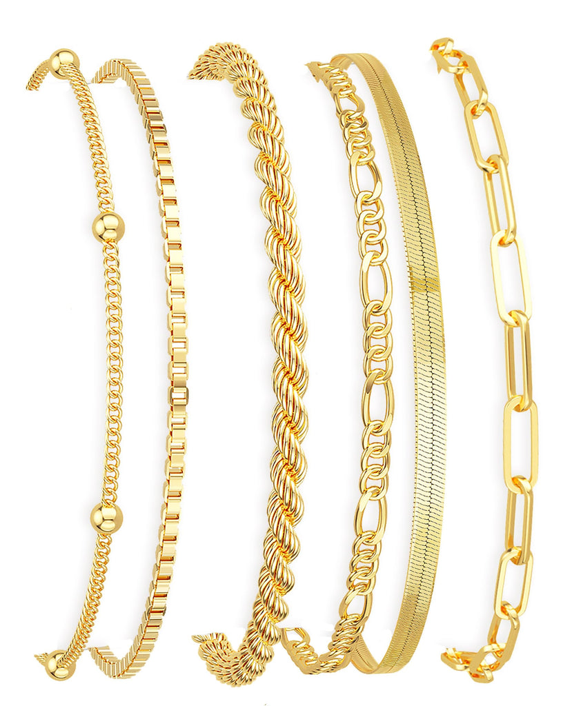 Gold Bracelets for Women, 14K Gold Plated, Waterproof