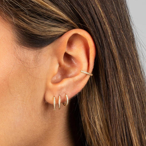 S925 Sterling Silver Cartilage Hoop Earrings — CZ Accent