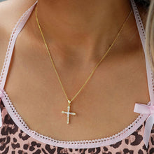 Load image into Gallery viewer, Gold Cross Necklace — Crystal Pendant, 14K Plated