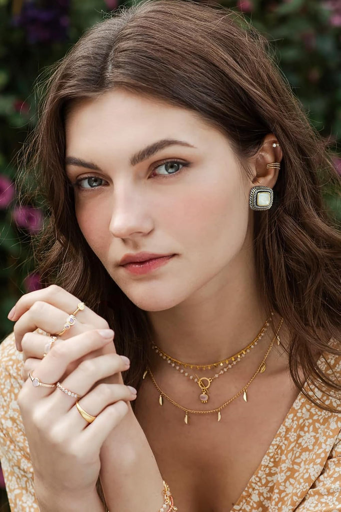 Antique Gold Clip On Hoop Earrings for Women