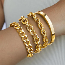 Load image into Gallery viewer, Chunky Gold Bracelet Stack — 14K Plated, Waterproof