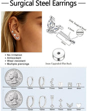 Load image into Gallery viewer, Flat Back Stud Earrings — 316L Stainless, Hypoallergenic