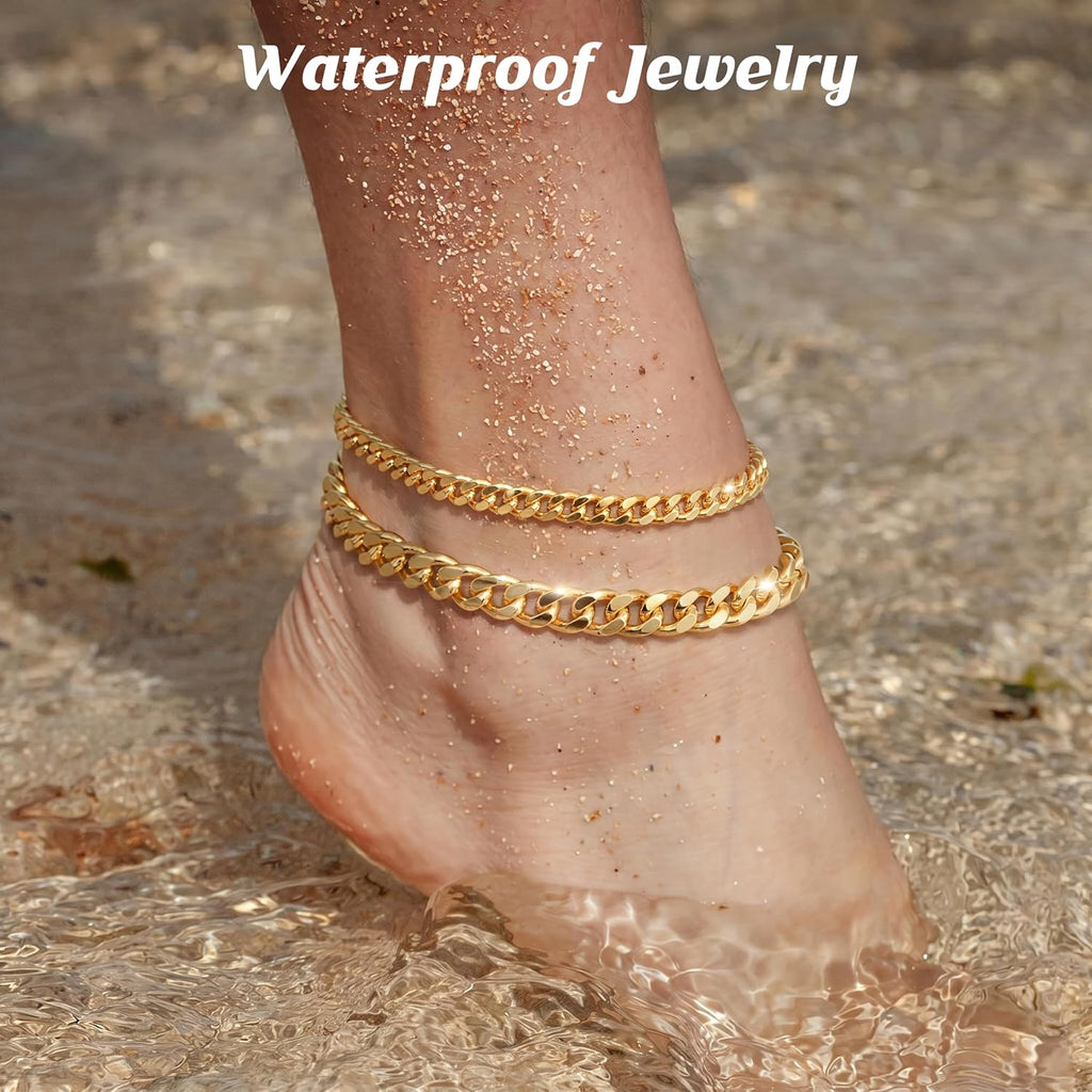 Chunky Gold Ankle Bracelets for Women – alternate view