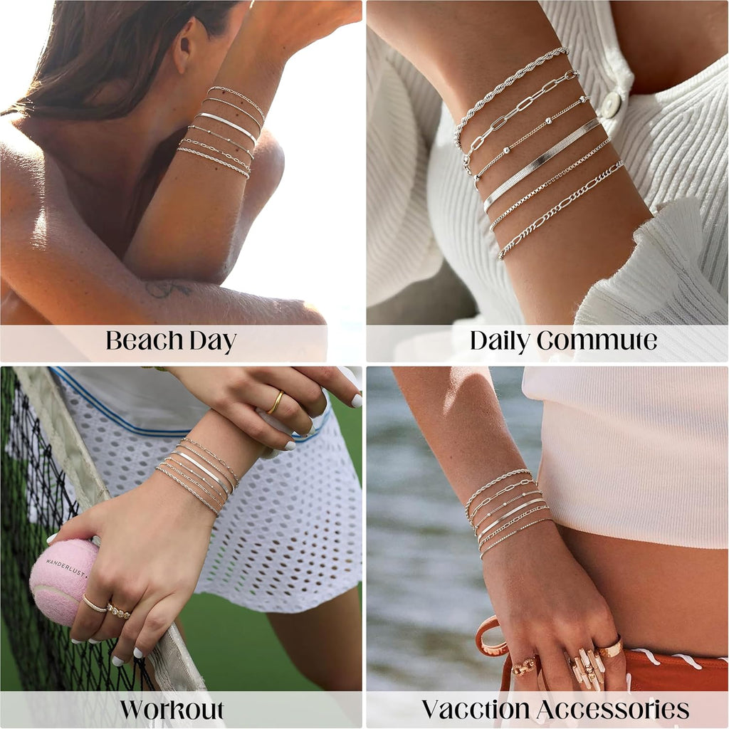Sterling Silver Plated Bracelets Set for Women – view 5