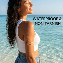 Load image into Gallery viewer, 14K Gold Plated Arm Cuff for Women, Waterproof Adjustable Open Upper Arm Bracelet (Armlet), Non Tarnish Hypoallergenic