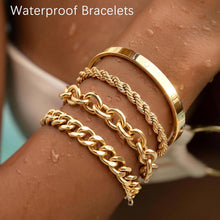 Load image into Gallery viewer, Chunky Gold Bracelets Stack for Women Non Tarnish, Waterproof 14K Gold Plated Bangle Cuff Bracelets Set for Women Trendy
