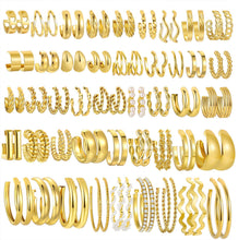 Load image into Gallery viewer, 36 Pairs Gold Hoop Earrings Set for Women, Chunky Gold Earrings Multipack, Trendy Silver Hoop Earring Pack Jewelry