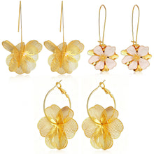 Load image into Gallery viewer, Gold Flower Statement Earrings — Irregular Leaf Drop