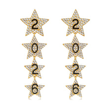 将图片加载到图库查看器，Happy New Year Rhinestone Dangle Earrings – view 8