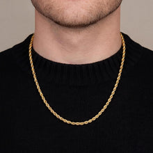 将图片加载到图库查看器，Gold Rope Chain Necklace for Men, Stainless Steel – alternate view