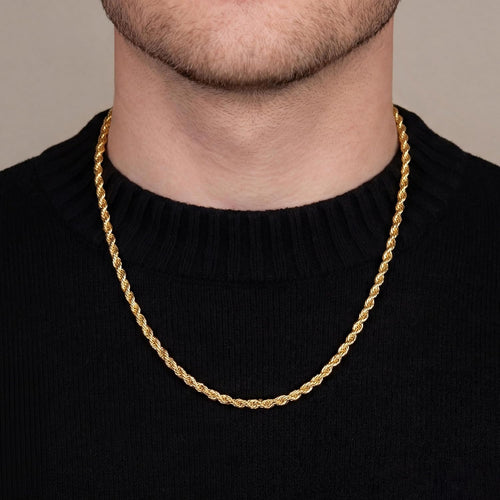 Gold Rope Chain Necklace for Men, Stainless Steel – alternate view