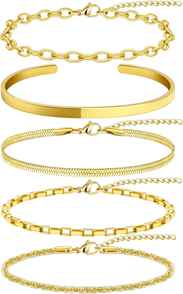 14K Gold Plated Bracelets Set for Women
