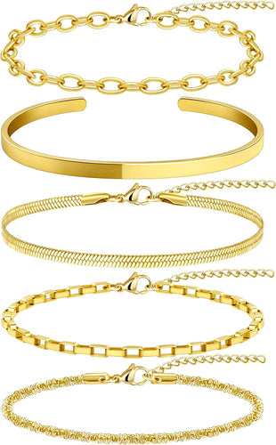 14K Gold Plated Bracelets Set for Women