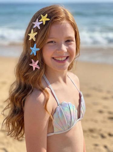5 Pcs Colorful Mermaid Hair Clips For Women Unique Starfishs