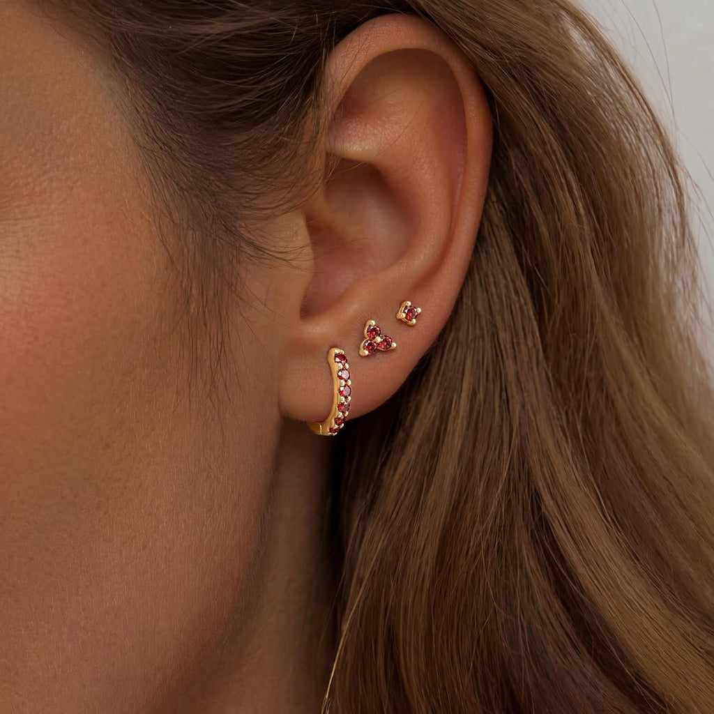 Dainty Gold CZ Stud Earrings — 14K Plated, Sterling Silver Post
