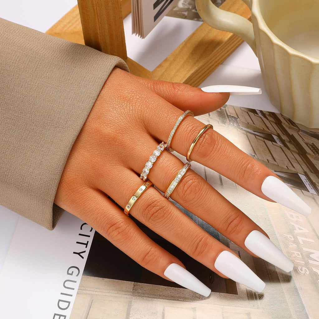 14K Gold Plated Rings — Stackable Set