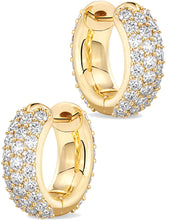 将图片加载到图库查看器，Chunky Gold Hoop Earrings for Women, 14K Gold Plated Cubic Zirconia Wedding Earrings Trendy Thick Small Huggie Hoops Non