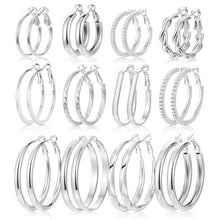 Load image into Gallery viewer, 12 Pairs Gold Hoop Earrings Set for Women, Lightweight Hoop Jewelry – view 14